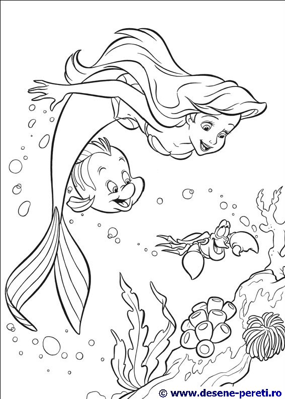 mica sirena ariel desene colorat